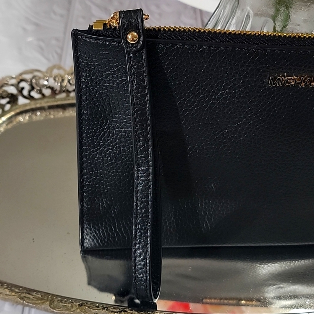 Michael Kors Jet Set Bedford Large Pebbled Leather Clutch Wristlet - Picture 3 of 11